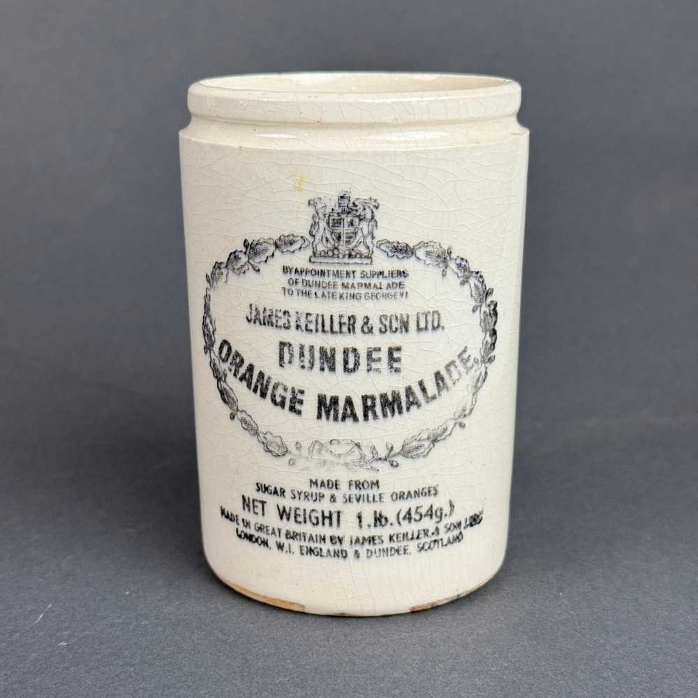 Vintage James Keiller & Son Ltd. Dundee Orange Marmalade stoneware advertising